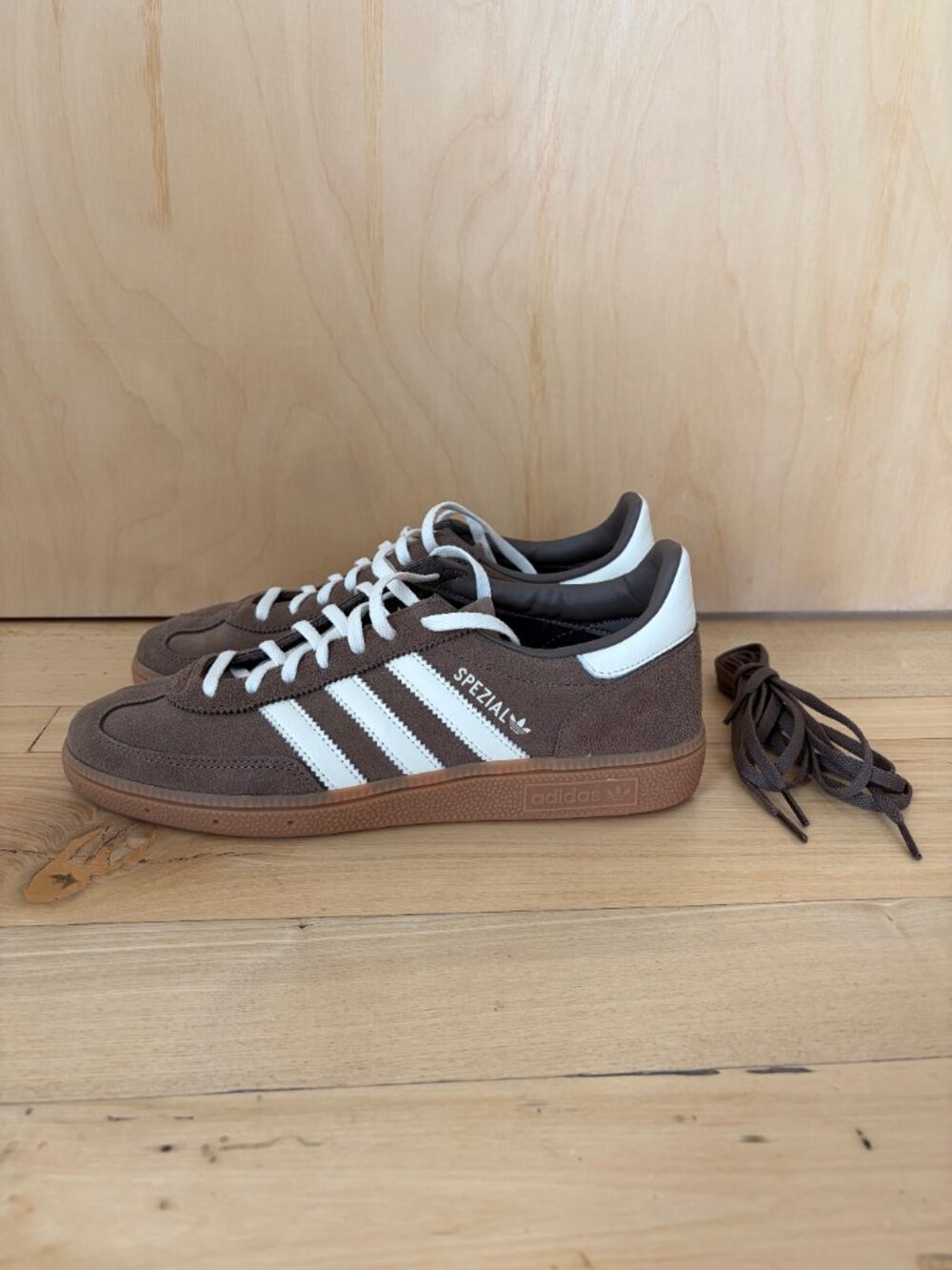 adidas Originals Brown Suede Samba Style Sneakers with White Stripes - Picture 3 of 5